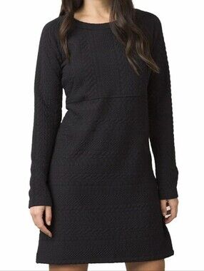 prAna Macee Jacquard Knit Dress Women Small Black Minimalist